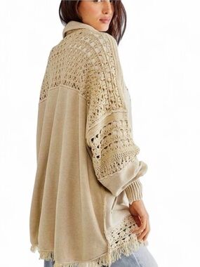 Free People Dune Bug Crochet Zip Front Cardigan Size L